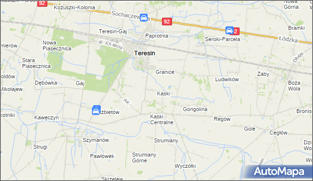 mapa Kaski gmina Baranów, Kaski gmina Baranów na mapie Targeo
