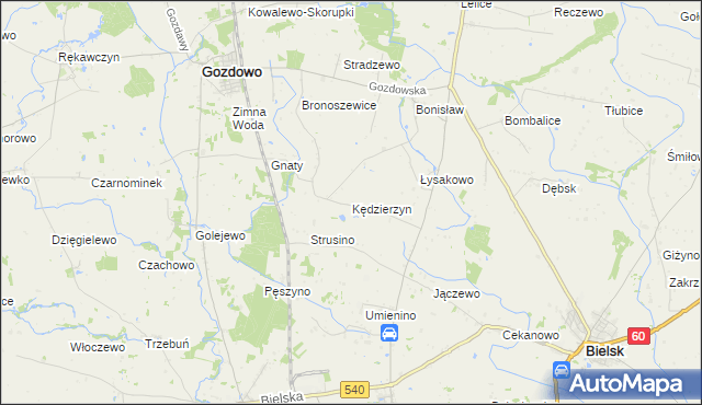 mapa Kędzierzyn gmina Bielsk, Kędzierzyn gmina Bielsk na mapie Targeo