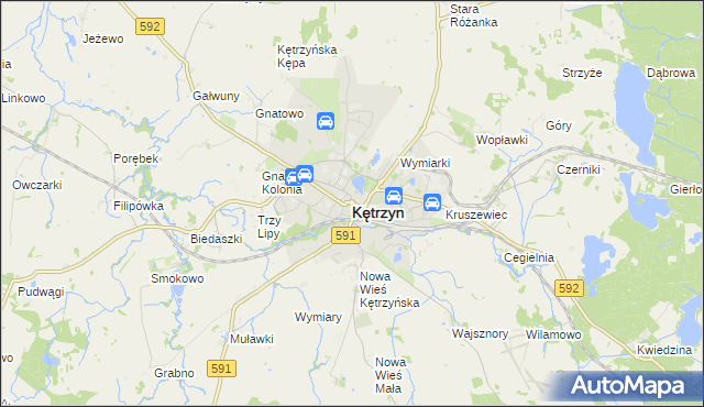 mapa Kętrzyn, Kętrzyn na mapie Targeo