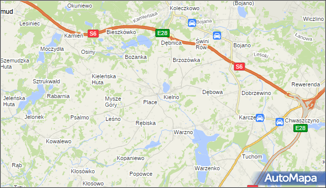 mapa Kielno gmina Szemud, Kielno gmina Szemud na mapie Targeo