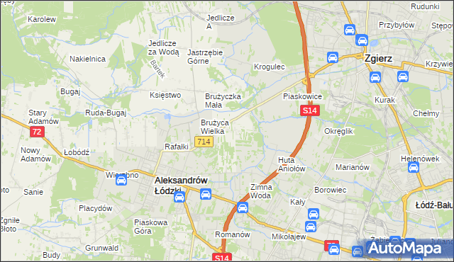 mapa Kolonia Brużyca, Kolonia Brużyca na mapie Targeo