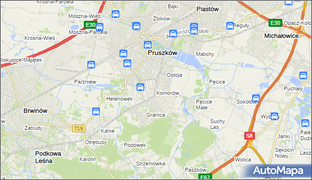 mapa Komorów gmina Michałowice, Komorów gmina Michałowice na mapie Targeo