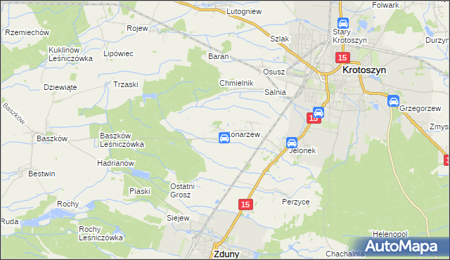 mapa Konarzew gmina Zduny, Konarzew gmina Zduny na mapie Targeo