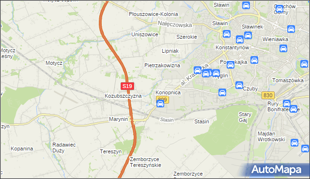 mapa Konopnica powiat lubelski, Konopnica powiat lubelski na mapie Targeo