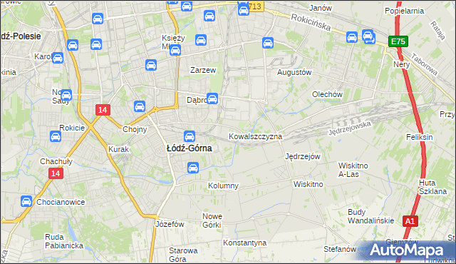 mapa Kowalszczyzna gmina Łódź, Kowalszczyzna gmina Łódź na mapie Targeo