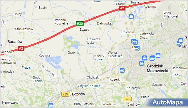 mapa Kozery Nowe, Kozery Nowe na mapie Targeo