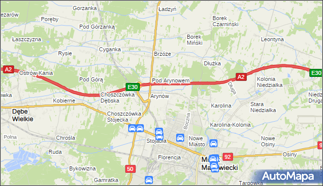 mapa Królewiec gmina Mińsk Mazowiecki, Królewiec gmina Mińsk Mazowiecki na mapie Targeo