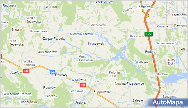 mapa Kruszew gmina Pniewy, Kruszew gmina Pniewy na mapie Targeo