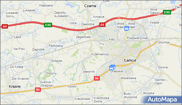 mapa Krzemienica gmina Czarna, Krzemienica gmina Czarna na mapie Targeo