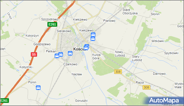 mapa Kurza Góra, Kurza Góra na mapie Targeo