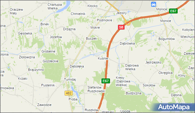 mapa Kuśnie, Kuśnie na mapie Targeo