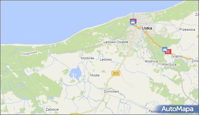 mapa Lędowo gmina Ustka, Lędowo gmina Ustka na mapie Targeo