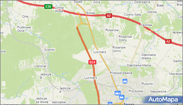 mapa Lućmierz-Las, Lućmierz-Las na mapie Targeo