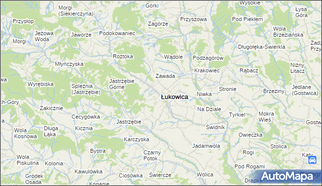 mapa Łukowica, Łukowica na mapie Targeo