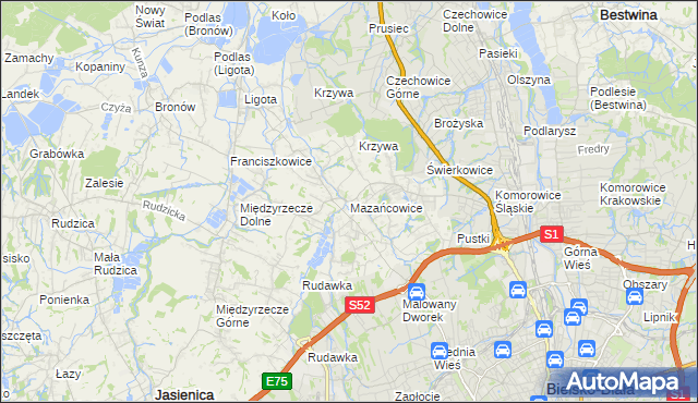 mapa Mazańcowice, Mazańcowice na mapie Targeo