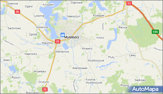 mapa Mirawno, Mirawno na mapie Targeo