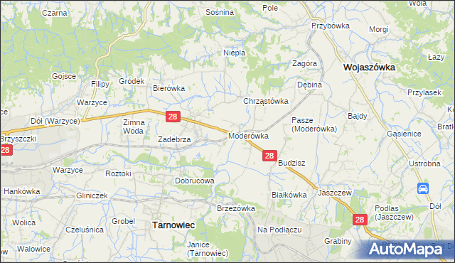 mapa Moderówka, Moderówka na mapie Targeo