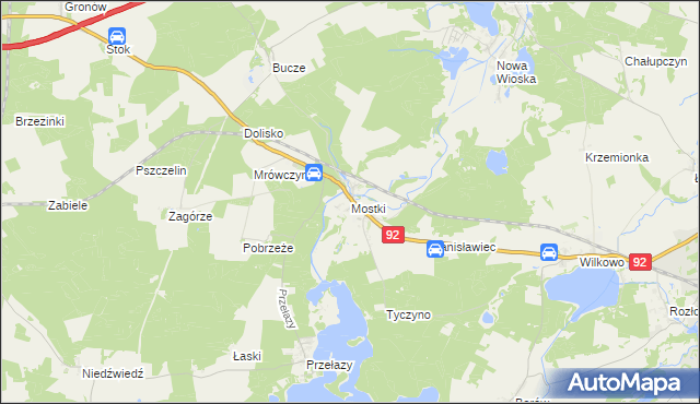 mapa Mostki gmina Lubrza, Mostki gmina Lubrza na mapie Targeo