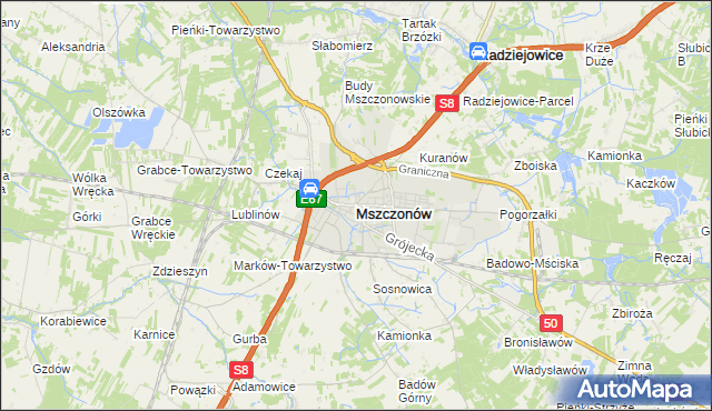 mapa Mszczonów, Mszczonów na mapie Targeo