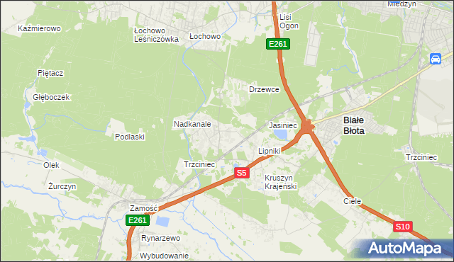 mapa Murowaniec gmina Białe Błota, Murowaniec gmina Białe Błota na mapie Targeo