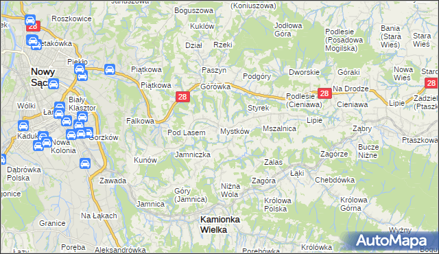 mapa Mystków, Mystków na mapie Targeo