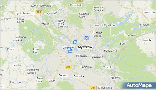 mapa Myszków, Myszków na mapie Targeo