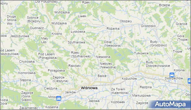 mapa Niewodna, Niewodna na mapie Targeo