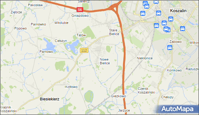 mapa Nowe Bielice, Nowe Bielice na mapie Targeo