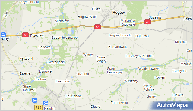 mapa Nowe Wągry, Nowe Wągry na mapie Targeo