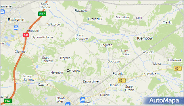 mapa Nowy Kraszew, Nowy Kraszew na mapie Targeo