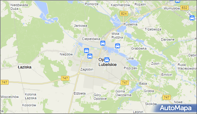 mapa Opole Lubelskie, Opole Lubelskie na mapie Targeo