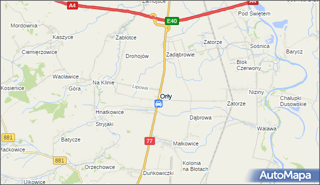 mapa Orły powiat przemyski, Orły powiat przemyski na mapie Targeo