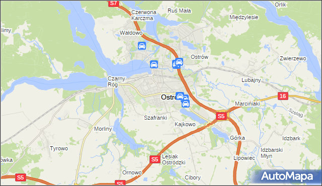 mapa Ostróda, Ostróda na mapie Targeo