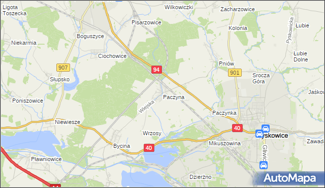 mapa Paczyna, Paczyna na mapie Targeo