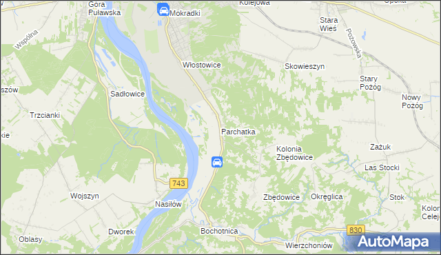 mapa Parchatka, Parchatka na mapie Targeo