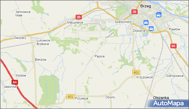 mapa Pępice gmina Skarbimierz, Pępice gmina Skarbimierz na mapie Targeo