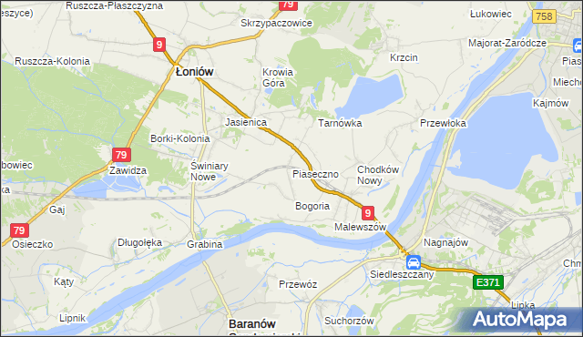 mapa Piaseczno gmina Łoniów, Piaseczno gmina Łoniów na mapie Targeo