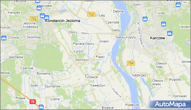 mapa Piaski gmina Konstancin-Jeziorna, Piaski gmina Konstancin-Jeziorna na mapie Targeo