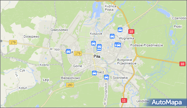 mapa Piły, Piła na mapie Targeo