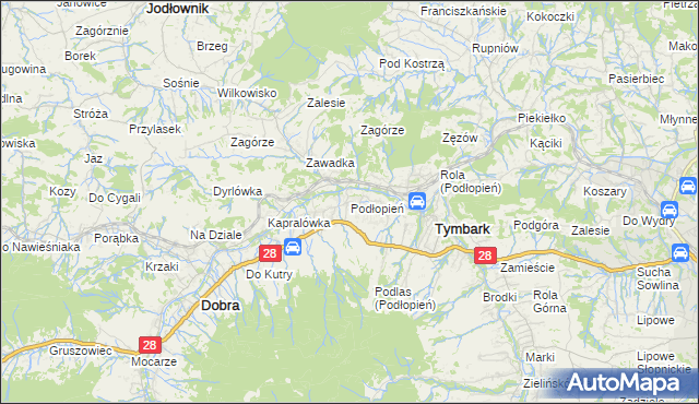 mapa Podłopień, Podłopień na mapie Targeo
