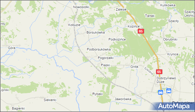 mapa Pogorzałki gmina Dobrzyniewo Duże, Pogorzałki gmina Dobrzyniewo Duże na mapie Targeo