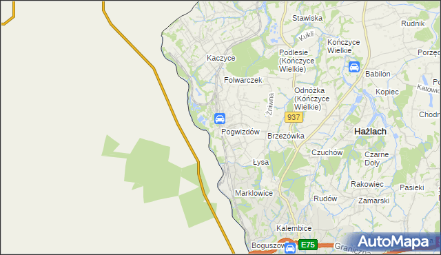 mapa Pogwizdów gmina Hażlach, Pogwizdów gmina Hażlach na mapie Targeo