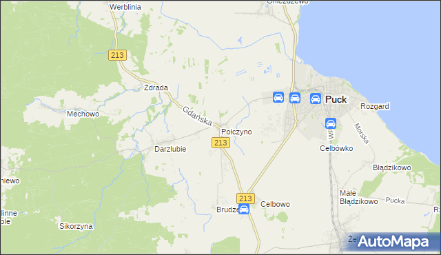 mapa Połczyno gmina Puck, Połczyno gmina Puck na mapie Targeo