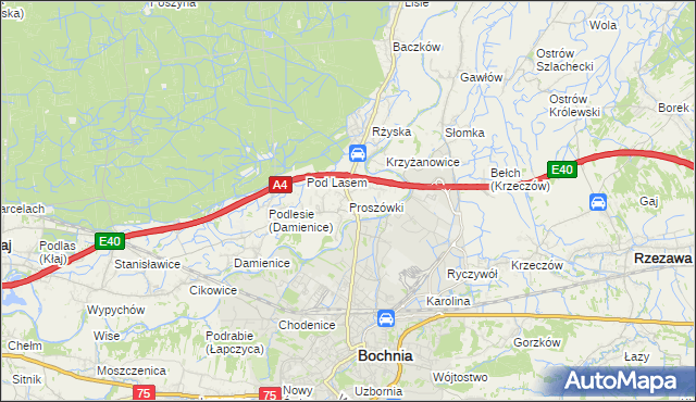 mapa Proszówki, Proszówki na mapie Targeo