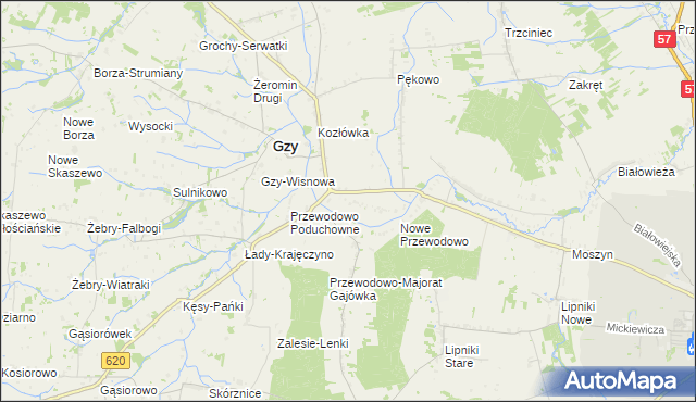 mapa Przewodowo-Parcele, Przewodowo-Parcele na mapie Targeo