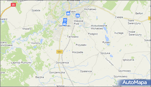 mapa Przydatki gmina Brodnica, Przydatki gmina Brodnica na mapie Targeo