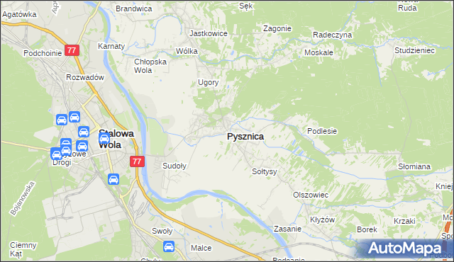 mapa Pysznica, Pysznica na mapie Targeo