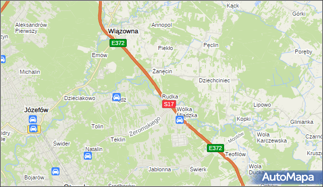 mapa Rudka gmina Wiązowna, Rudka gmina Wiązowna na mapie Targeo