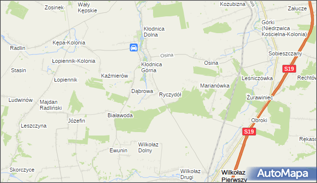 mapa Ryczydół, Ryczydół na mapie Targeo