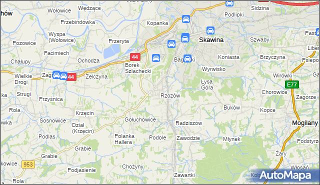 mapa Rzozów, Rzozów na mapie Targeo